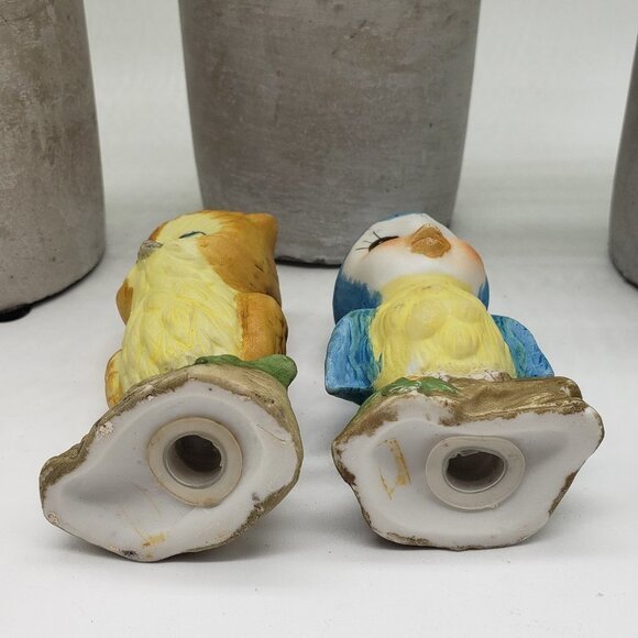 Brown Owl and Blue Bird Ceramic Bisque Salt & Pepper Shaker Set - Picture 3 of 8